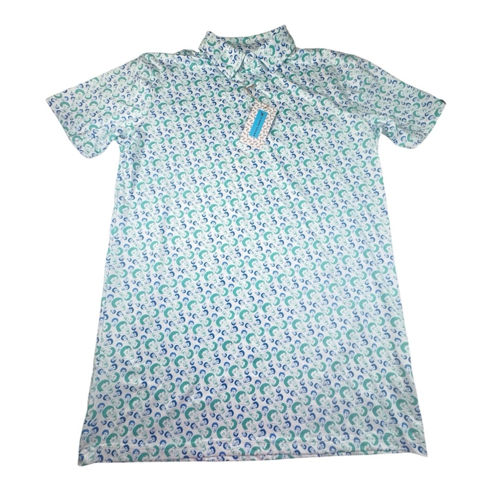 Proud 90 Polo Man's XS Blue Happy Face Performance Golf Stretch Casual Shirt